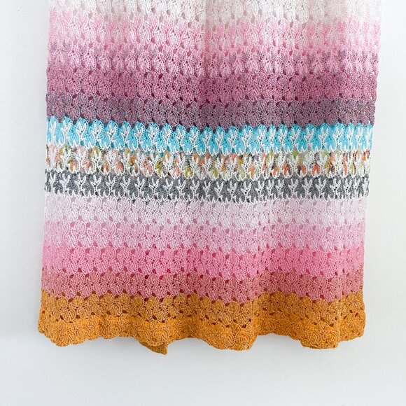 MISSONI Metallic Crochet Knit High-rise Maxi Skirt In Multicolored Slit Coverup - Picture 12 of 15